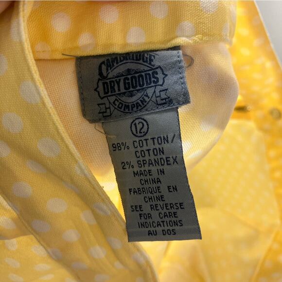 Cambridge Dry Goods Yellow Polka Dot Cotton Capri Pants Womens 12 - Picture 3 of 7